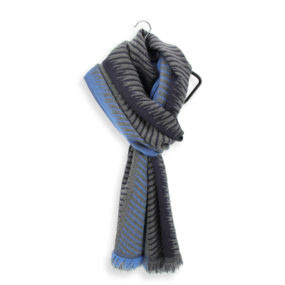 NAVY and JEAN, SILK MERINO WOOL AND CASHMERE BLEND SCARF - CLASSIQUE