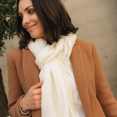 OFF-WHITE MONOCHROME CASHMERE BLEND STOLE - TOUT DOUX