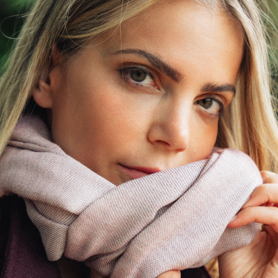 OLD PINK MONOCHROME CASHMERE BLEND STOLE - TOUT DOUX