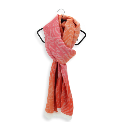 ORANGE COTTON BLEND SCARF - BUTTERFLY
