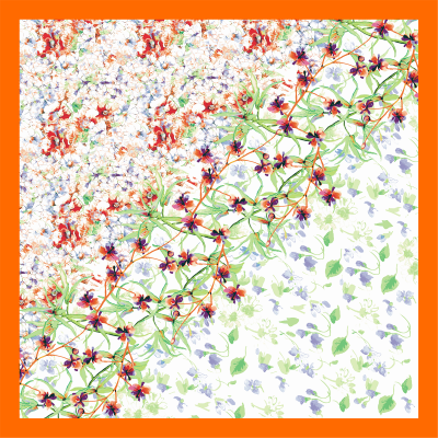 ORANGE SQUARE PRINTED SILK - AQUARELLE