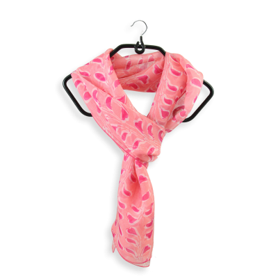 PINK ORCHID PRINTED SILK AIRY SCARF | CUT MOTIF
