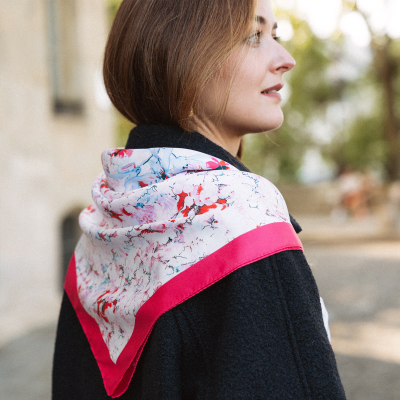 PINK SQUARE PRINTED SILK - AQUARELLE