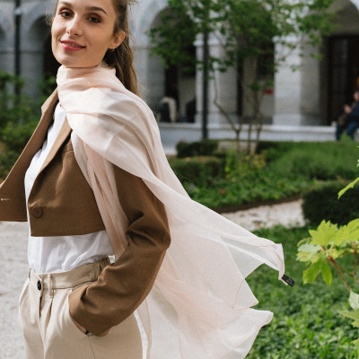 POWDERED PINK MONOCHROME SILK STOLE