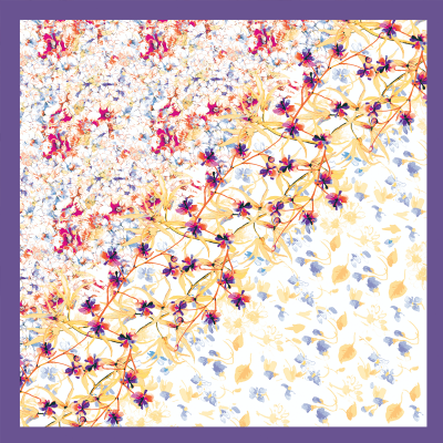 PURPLE SQUARE PRINTED SILK - AQUARELLE