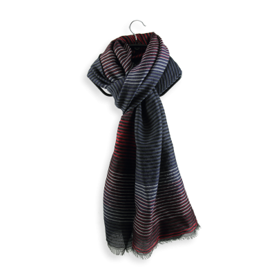 RED and BLACK, MERINO WOOL, COTTON and SILK BLEND MEN'S STOLE - POLARIS