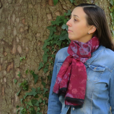 RED MERINO WOOL COTTON and RAYON BLEND SCARF - FLORENCE