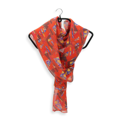RED, SILK AIRY SCARF - MOSAIC