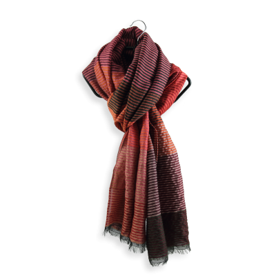 RUST, WOOL BLEND STOLE - KALEIDA