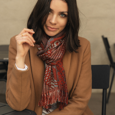 RUSTY AND BROWN, MERINO WOOL RAYON SCARF - NEBULEUSE