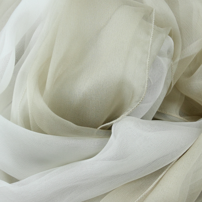 SHADED BEIGE and OFF-WHITE, MUSLIN SILK STOLE