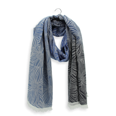 SUMMER - MARINE and BLUE, COTTON and RAYON STOLE