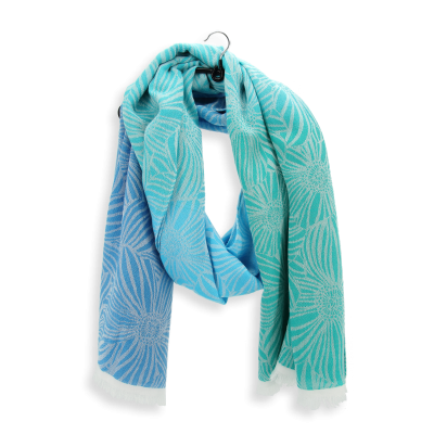 SUMMER - TURQUOISE and BLUE, COTTON and RAYON STOLE