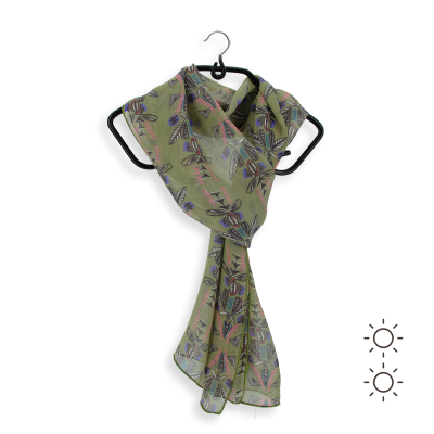 TOTEM MOTIF - KAHKI GREEN PRINTED SILK SCARF