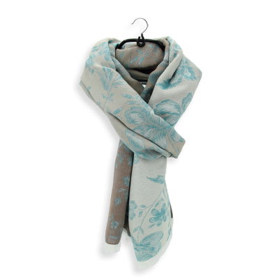 TURQUOISE COTTON LINEN BLEND STOLE - VERSAILLES
