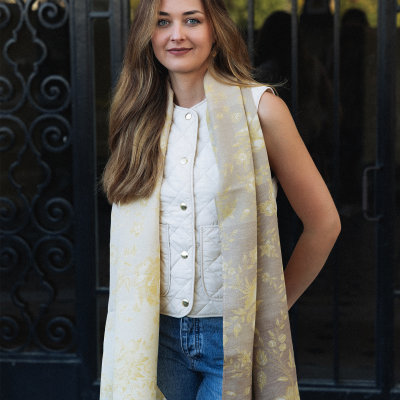 YELLOW COTTON LINEN BLEND STOLE - VERSAILLES