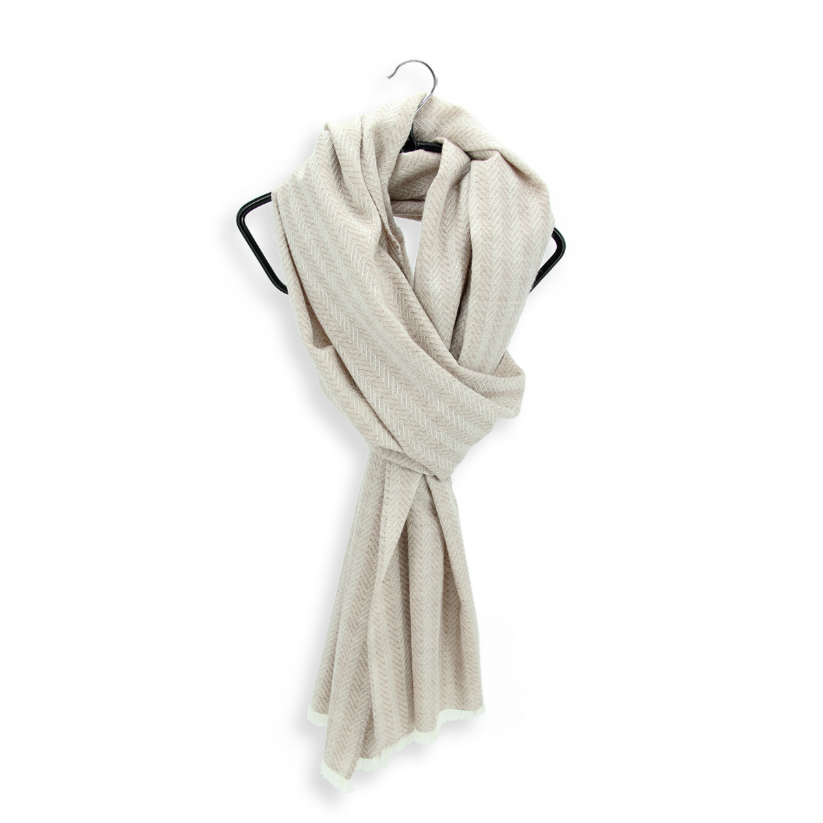 Men's beige cashmere scarf, 100% made in France, very soft