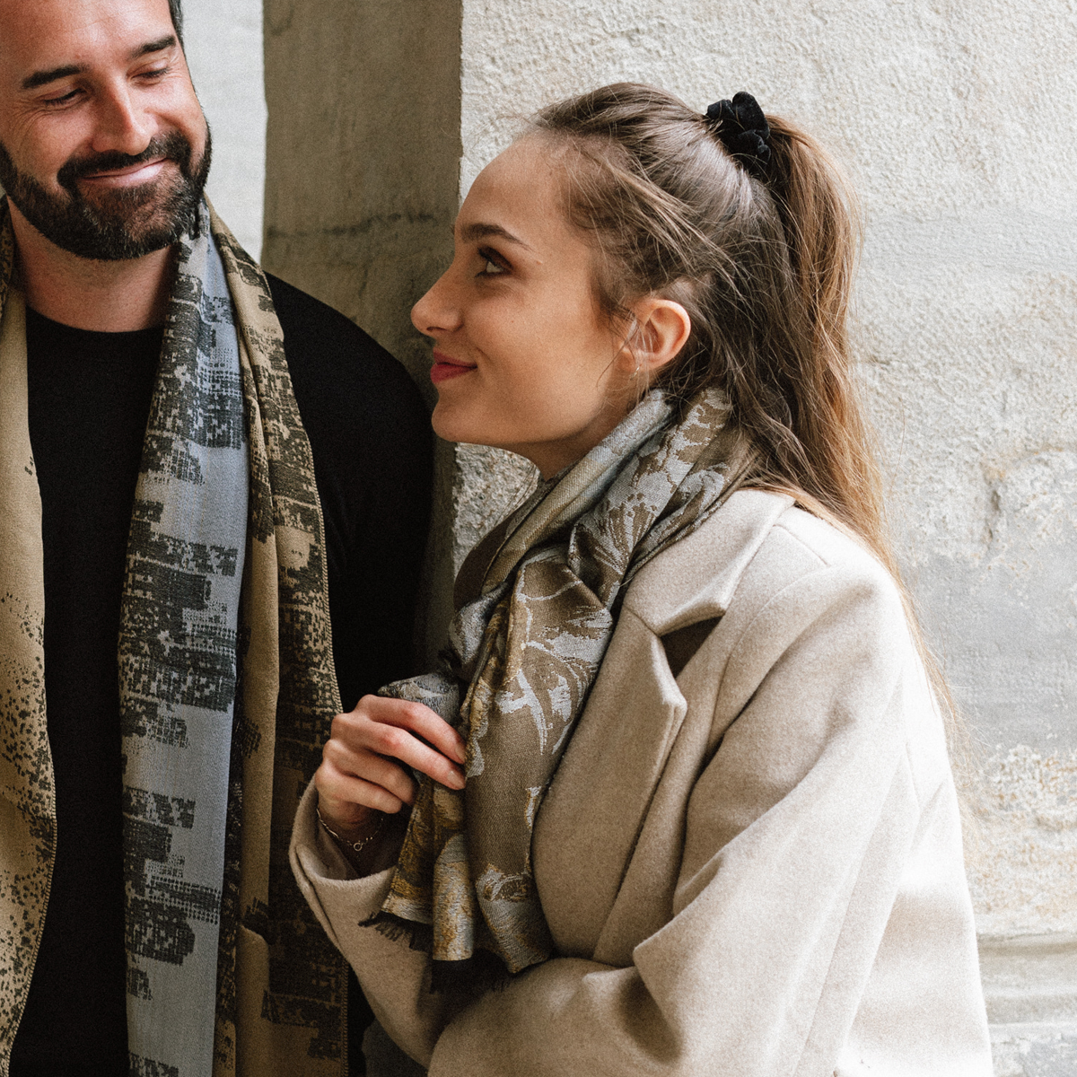 Beautiful women's blend wool stole beige | timeless antique