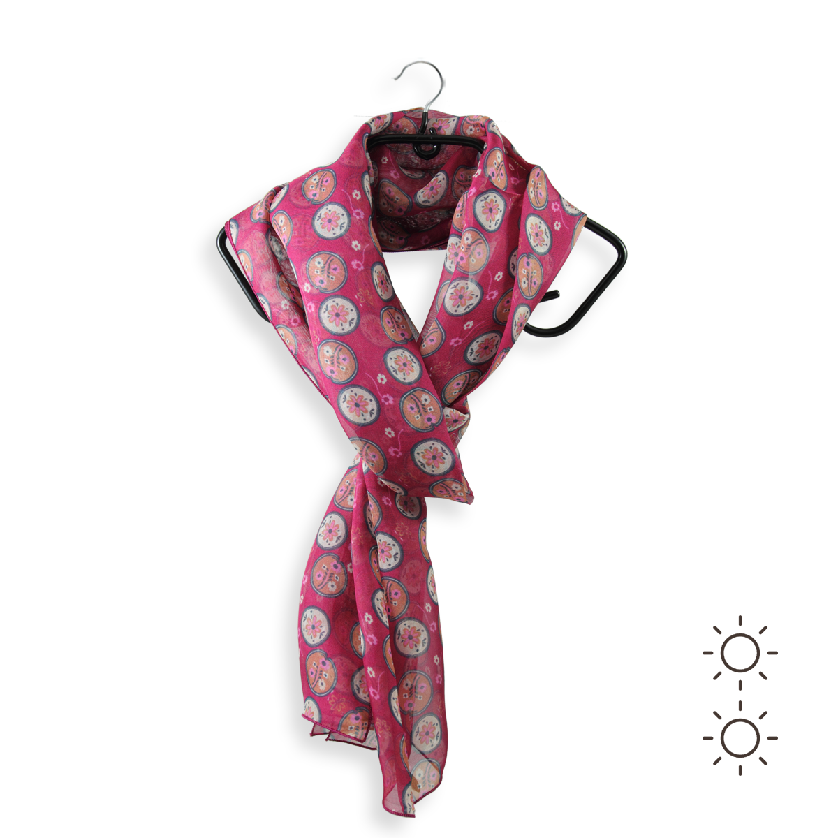 100% silk printed women's scarf in a 