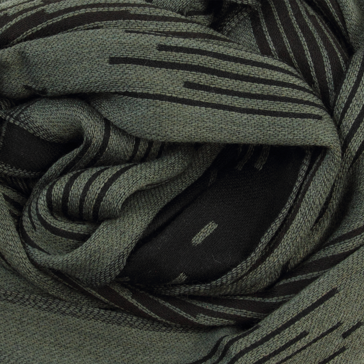 Chaude et douce écharpe homme kaki/noir en laine et modal - extra  résistante.