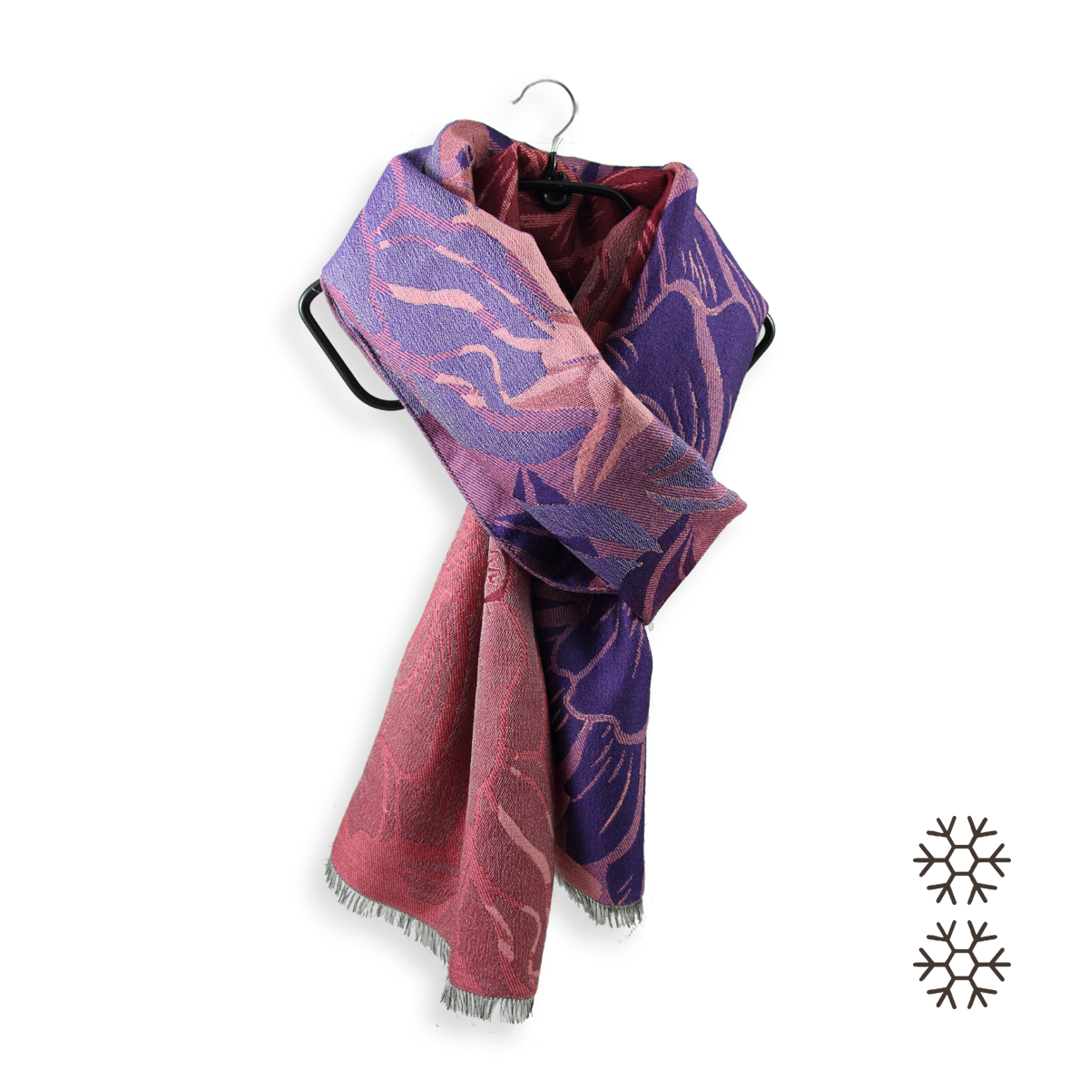 Foulard femme en laine et soie rose violet - écharpe chic.