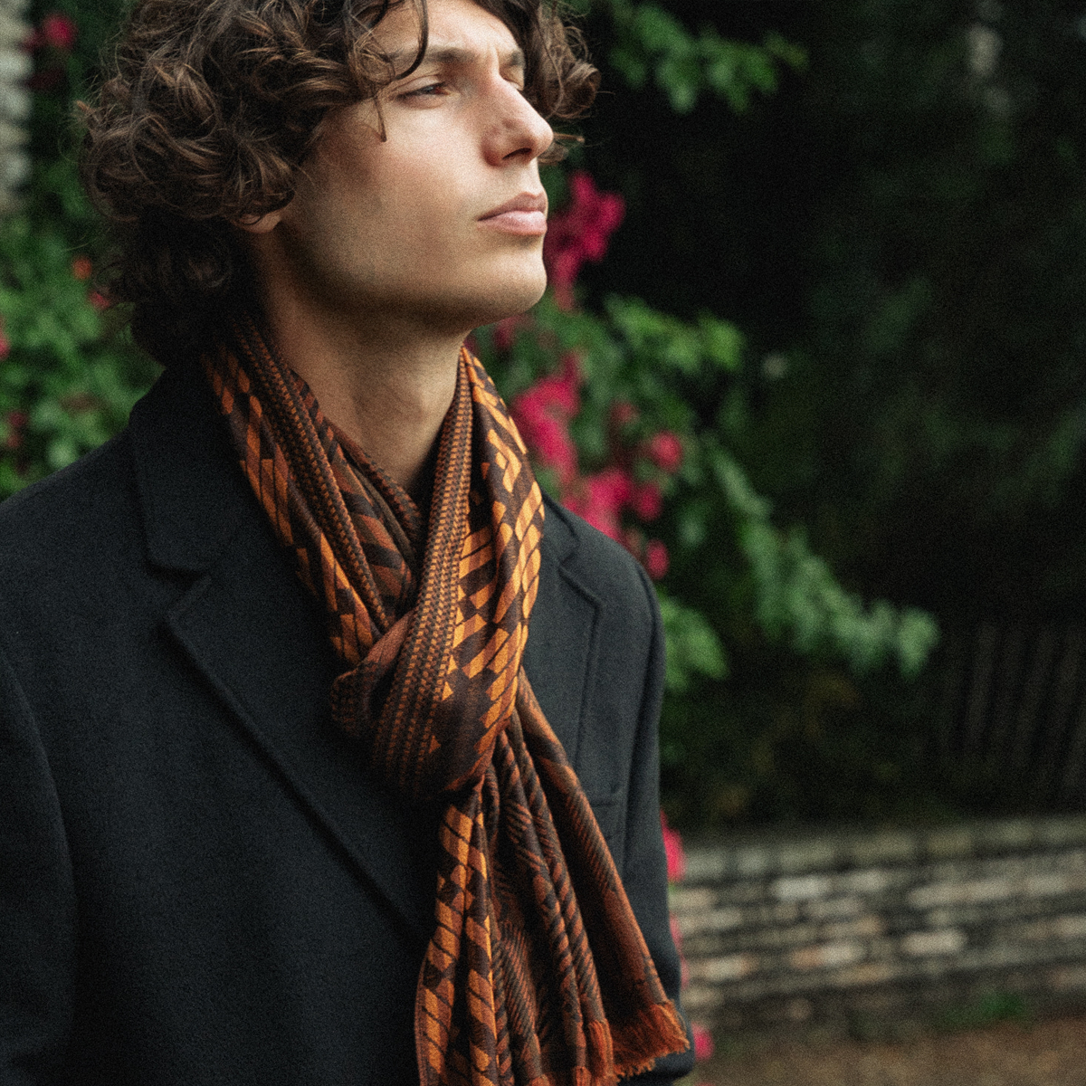 Écharpe Vintage Lee Cooper Homme - Laine, Franges, Réversible, Multicouleur, Occasion TBE