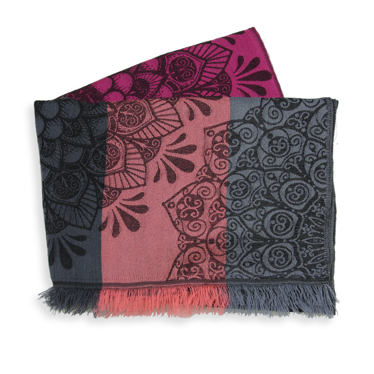 Étole Longue En Viscose Avec Franges - 200 X 75 Cm - Fait Main En Inde - Motif Floral Noir - Multifonctionnelle - Pour Hommes Et Femmes