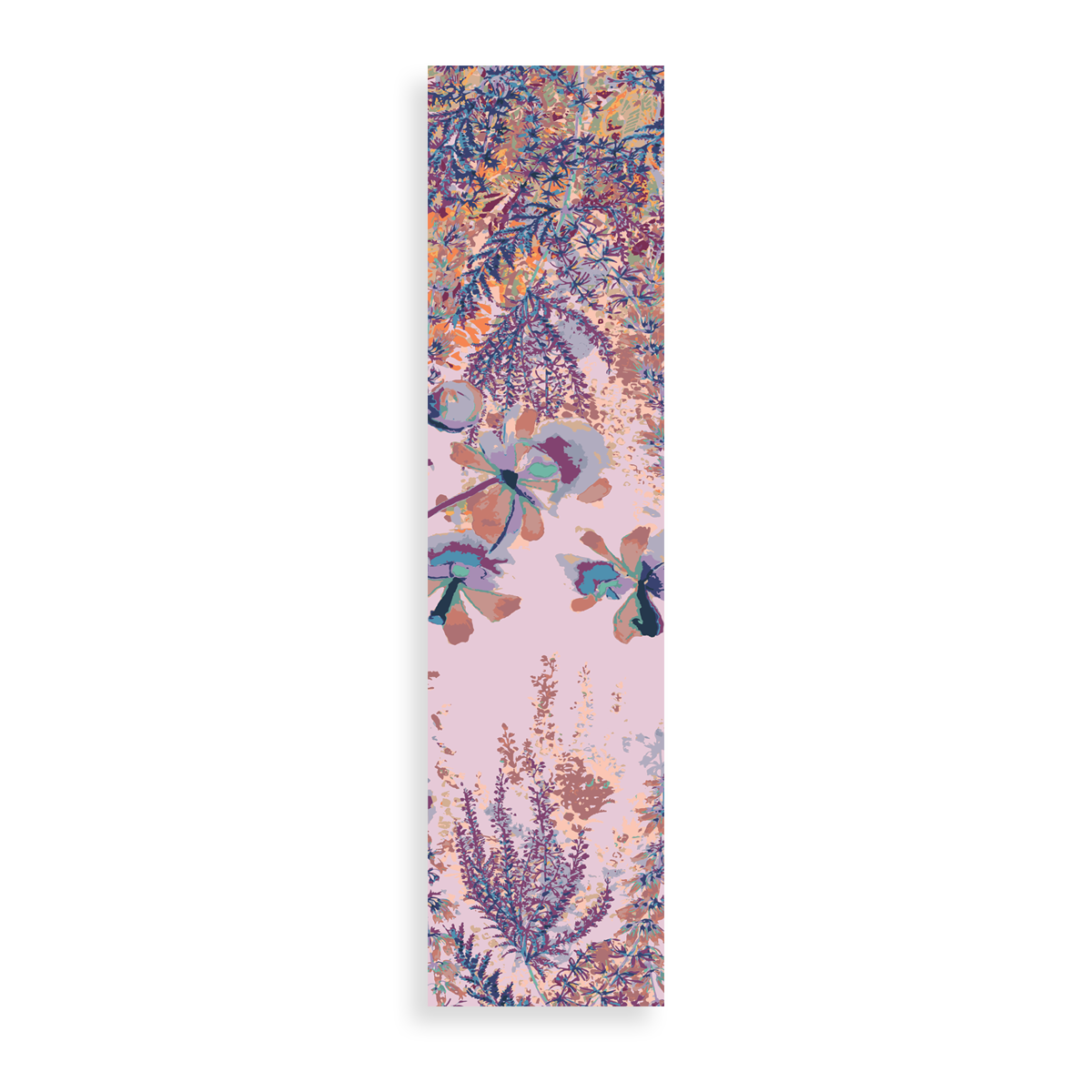 Foulard / écharpe En Soie Violet Mauve Motif Floral - Neuf, Fabriqué En France, Cadeau Pour Femme