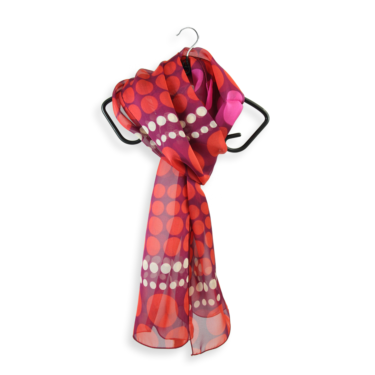 Foulard Rouge imprimé plume argenté - La Malle de Mary