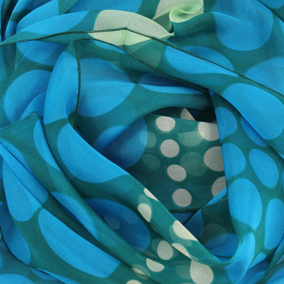 Magnifique foulard femme en soie imprimé pois