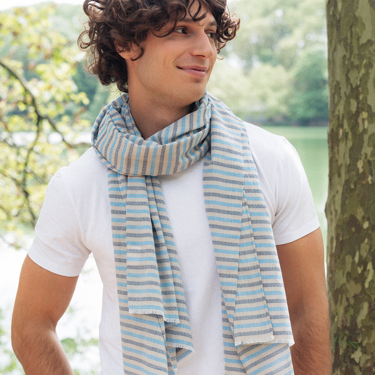 小物 COTTON STOLE - BLUE Cotton & Silk Stoles and Scarves - Le Châle Bleu