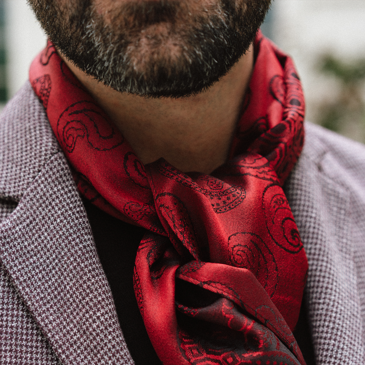 MEN'S SILK SCARF RED - CHARLES