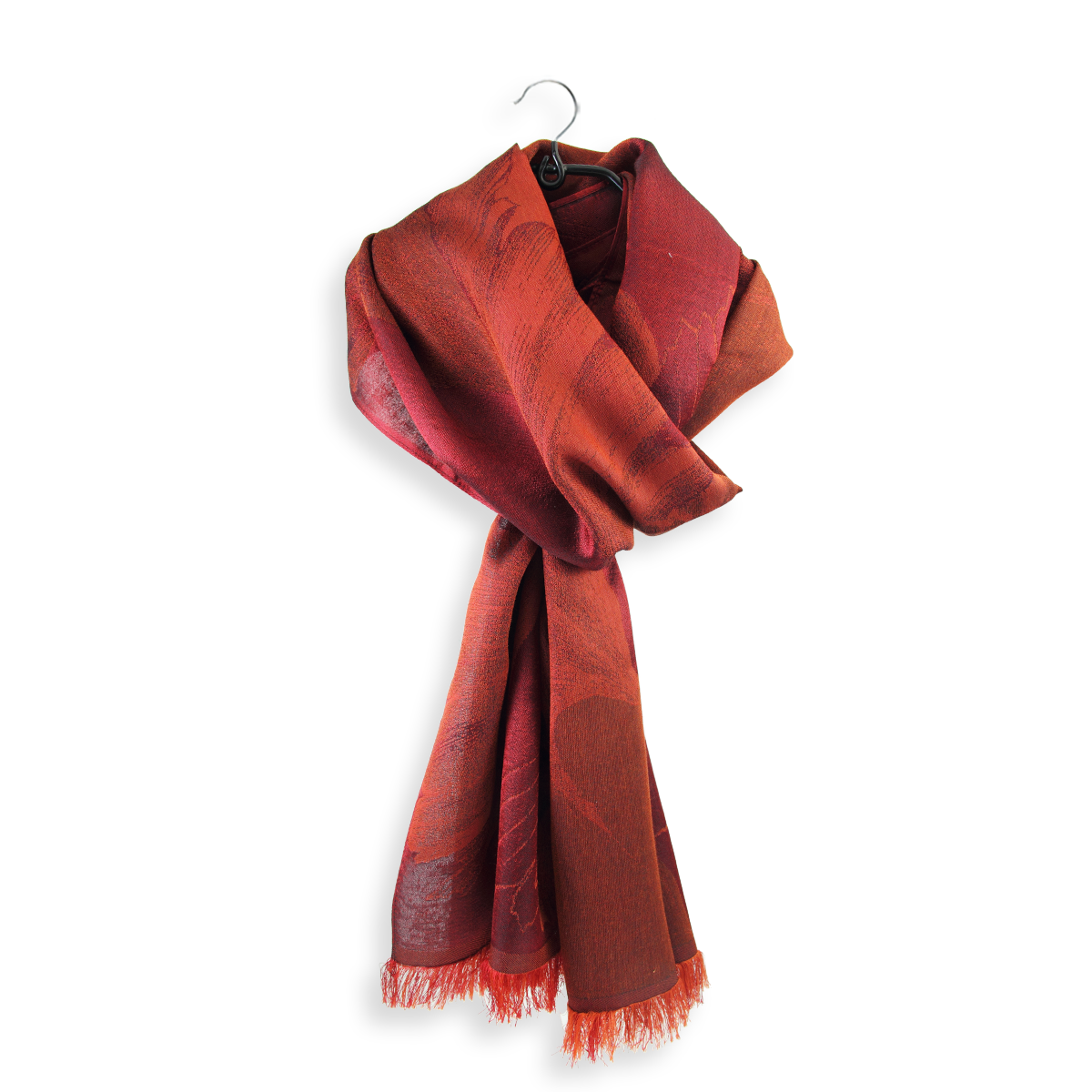 Rust red cashmere scarf for women 100% made in France luxurious
