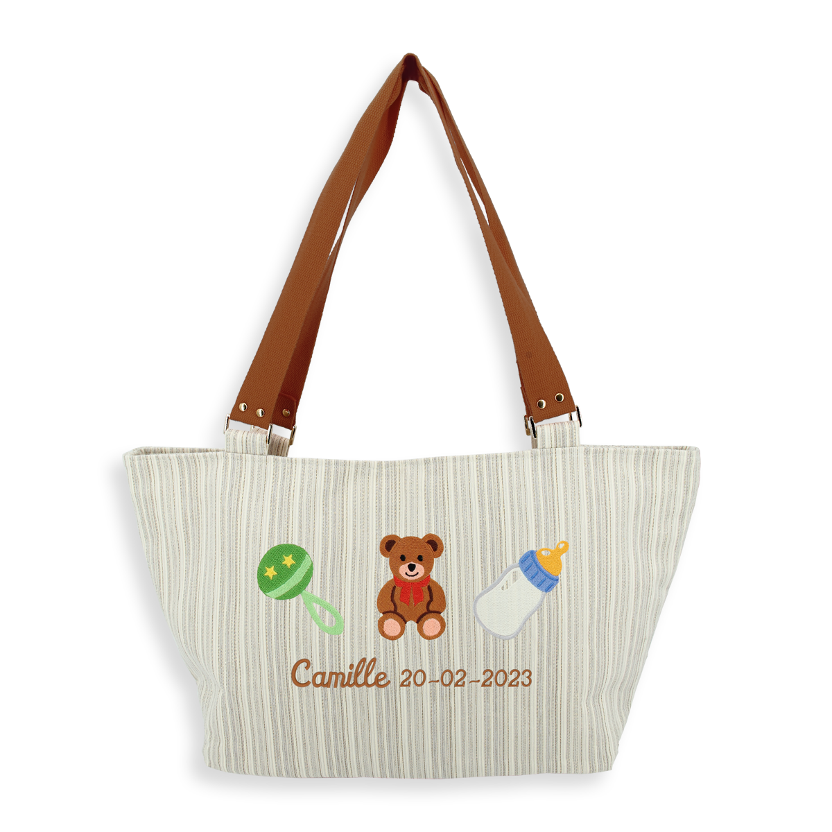 Sac weekend enfant brode personnalisable en matiere recyclee fabrique dans notre atelier