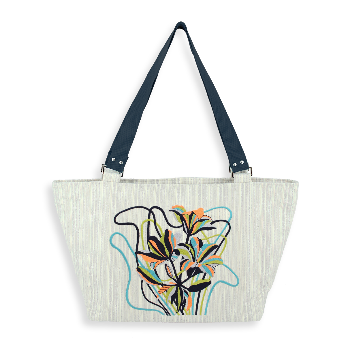 Sac cabas femme en tissu brode sac de week end de plage de sport matiere recyclee made in France