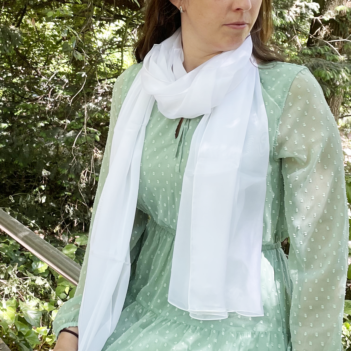 Large muslin silk stole in white for formal occasions Ultra